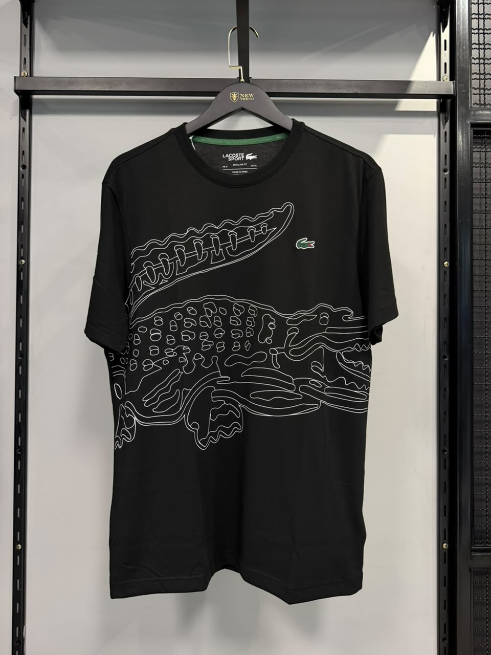 Camiseta Lacoste Sport Preta com Logo Croc